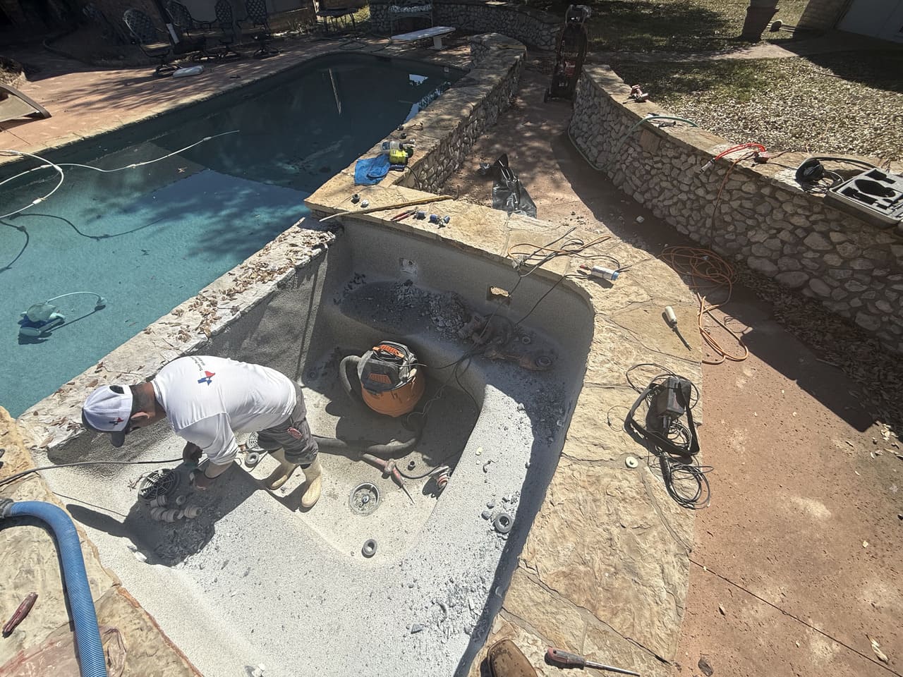 process of structural pool repair in dallas home